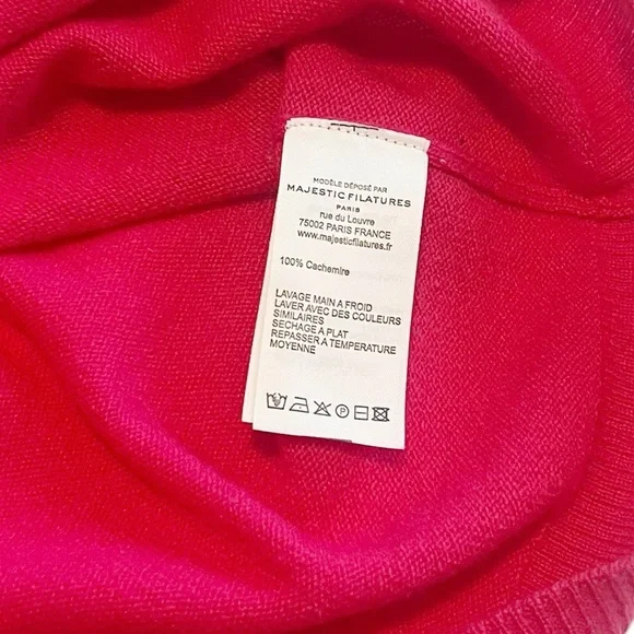 Majestic Filatures 100% Cashmere Crewneck Sweater. Bright Pink. NEW NWT! - Picture 6 of 7